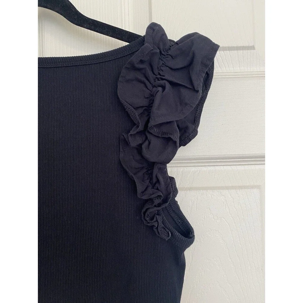 Old Navy Women’s Medium Ribbed Ruffle Sleeve Tank Bundle Black & Olive Green - Picture 8 of 16
